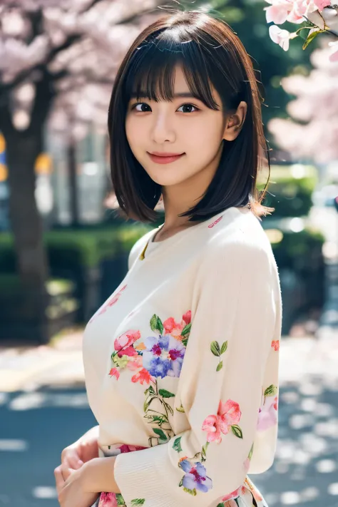 1 girl, (Full-body photo wearing spring outfit:1.2), Very beautiful Japan idols、((Tokyo street corner、snapshot、looking at the camera、fluttering hair、spring landscape:1.2))
(Raw photo, highest quality), (realistic, Photoreal:1.4), (masterpiece), 
very delic...