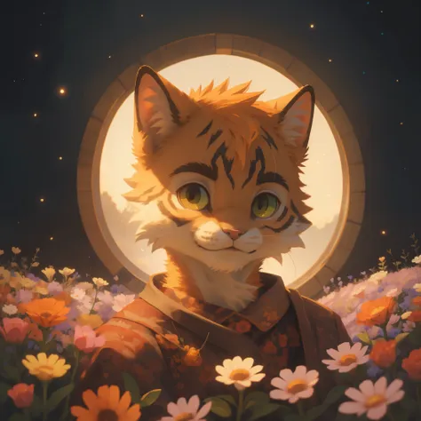 masterpieces,official art,furry,male,shota,anthropomorphic cat, (orange fur), (cub),delicate face,luminous yellow-green eyes,no ...