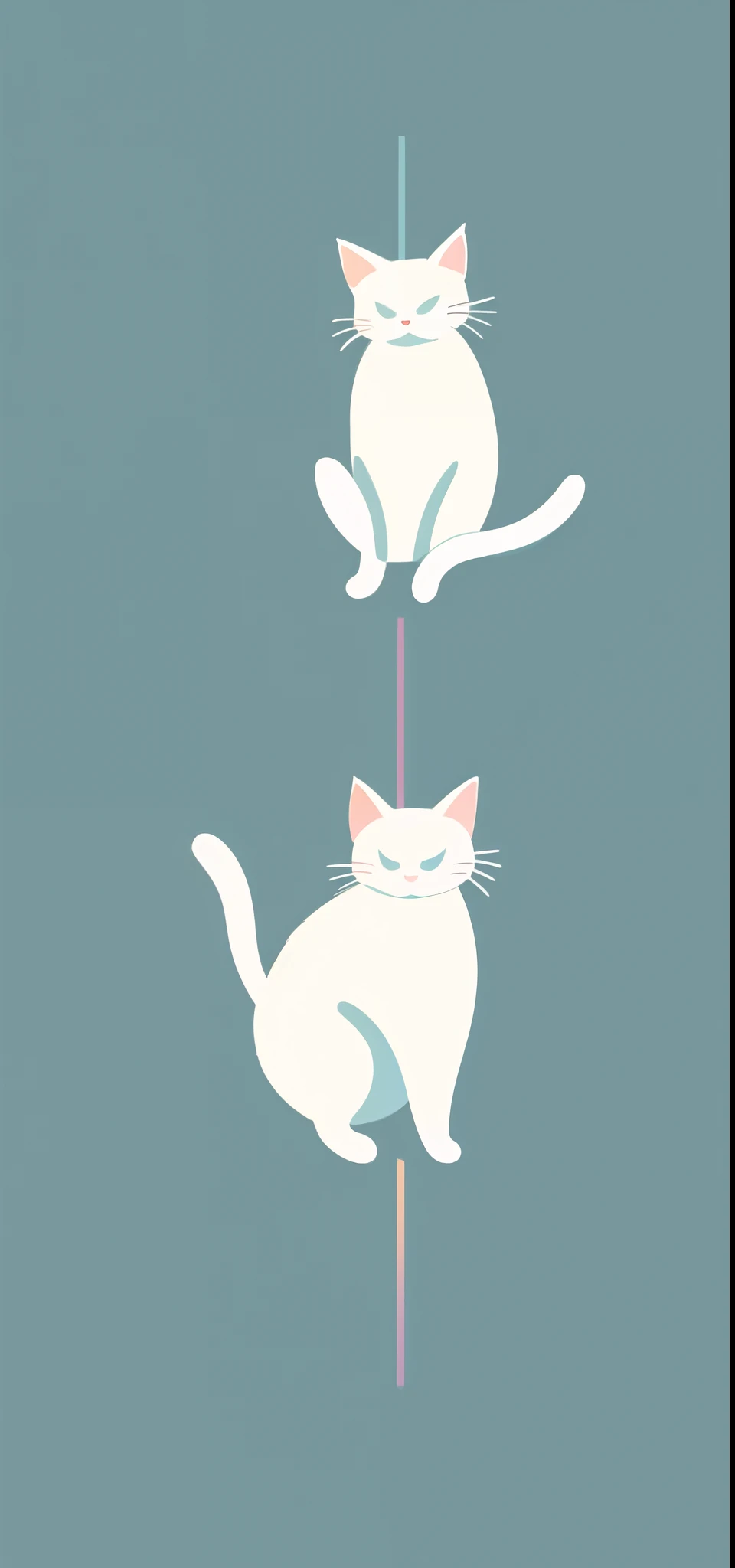 1 cat （（flat illustration））, minimalist style, Light blue background, anime style, high quality, high details, high details