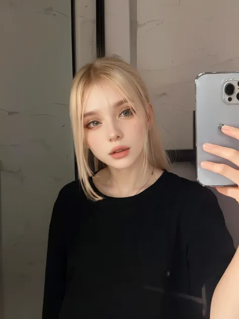 Mulher loira tirando uma selfie em um espelho com seu celular, Bela Delfina, retrato de Kim Petras, Yelena Belova, Anna Nikonova aka Newmilky, dasha taran, 🤤 retrato de , selfie de uma jovem, fair and pale skin!!, with pale skin, Aleksandra Waliszewska, ve...