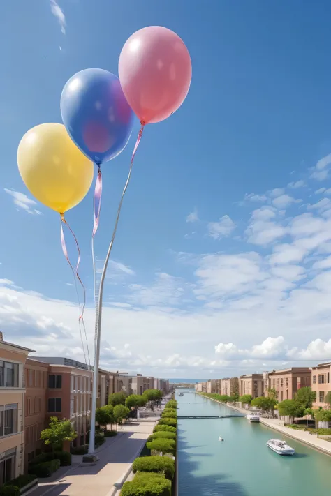 (((Super masterpiece, super highest quality, 16K, very delicate and beautiful)))), pure white background, many small balloons flying (colorful, various sizes, balloons filling the screen), no people, ((background only), distant perspective
