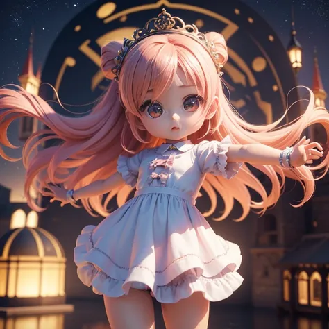 Anime Chibi Baby Cute Girl,(((chibi 3D anatomia completa))) (melhor qualidade) (master piece)、Fada Chibi、castelo de Conto de Fadas、Proteja-se da chuva sob folhas grandes、Olhando para cima 16K dancing 