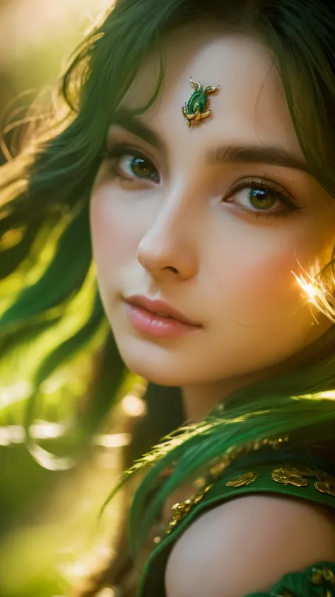 portrait,Detail view,17 year old girl,detailed and beautiful eyes,beautiful detailed lips,highly detailed eyes and face,long eyelashes,Moderate:oil,fantasy setting,dragon,small dragon,flying dragon,mysterious forest,rich green,enchanting atmosphere,(highes...