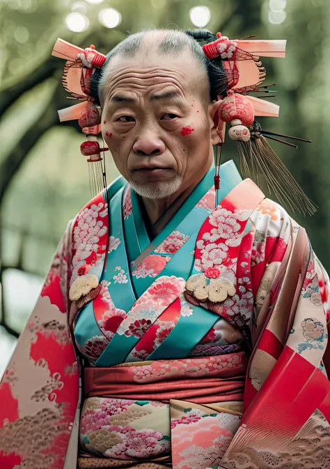 Close-up cleavage：Pig Man mixed blood warrior photo，8K，Legend of Zhu Bajie，There are scars on the face，((Japanese kimono:1.5)),Expressions of anger,Chop on the hand，top quality, light, threatening gesture, fierce look, epic atmosphere,, (((full-body shot))...