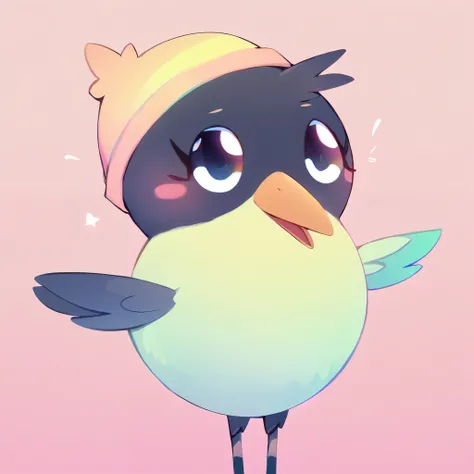 masterpiece, cute, catchy and pop crow, background simple pastel color