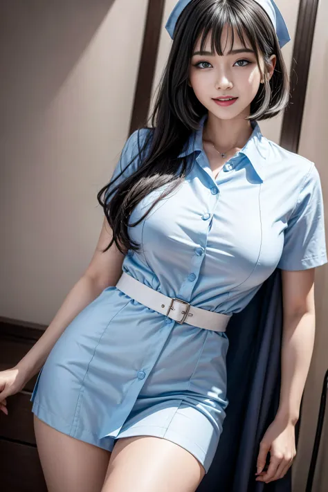 (3 Ultimate Beauty Nurse)、{{{masterpiece}}}， {Oh oh oh, Oh, really：1.2}， best quality， official art， Highly detailed CG Unity 8k wallpaper， The facial details are very rich、delicate lips、delicate eyes、double eyelids、((black bob hair))、(Nurse:1.3)、(charming...