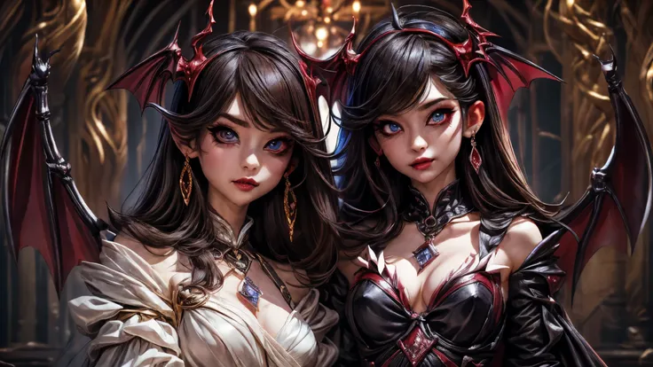 vampire、Vampires、Hell、demon realm、Demons、The Darkness、Beautuful Women、Beautiful、Beautiful eyes、Ultimate Balance、Perfect balance、​masterpiece、- Perrealistic、Picturesque beauty、Very delicate and complex、good looks、((frontage)), add_detail:3