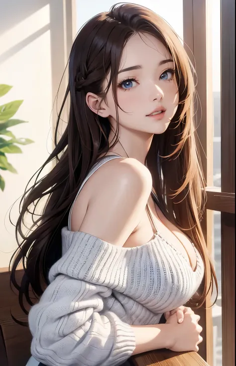 masterpiece、best quality、High resolution、high quality images、8K, 1 female、skin glow、Skin and clothing textures、Narrow-eyed expression、Shiny light brown hair,Girl with long braided hair, Comics inspired by Lee Jong Suk, Trending on deviantart, realism, Deta...