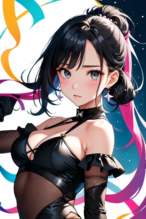 (highest quality:1.4)、High resolution、detailed background、(detailed beautiful face:1.4)、(anatomically correct)、detailed facial expressions、beautiful and smooth skin、beautiful teenage girl、two beautiful girls、(huge breasts:1.3)、long black hair、braided ponyt...