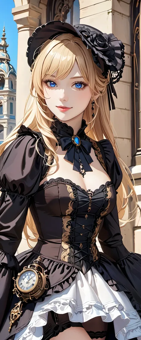 woman wearing dress and boots , baroque dress, wearing a detailed steampunk dress, elegant gothic princess, victorian gothic lolita fashion, historical baroque dress dark, black gothic lolita dress, fantasy style clothing, rococo dress, black rococo, fant...