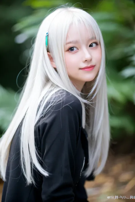 ((highest quality)), White hair girl cute beautiful Japanese long hair