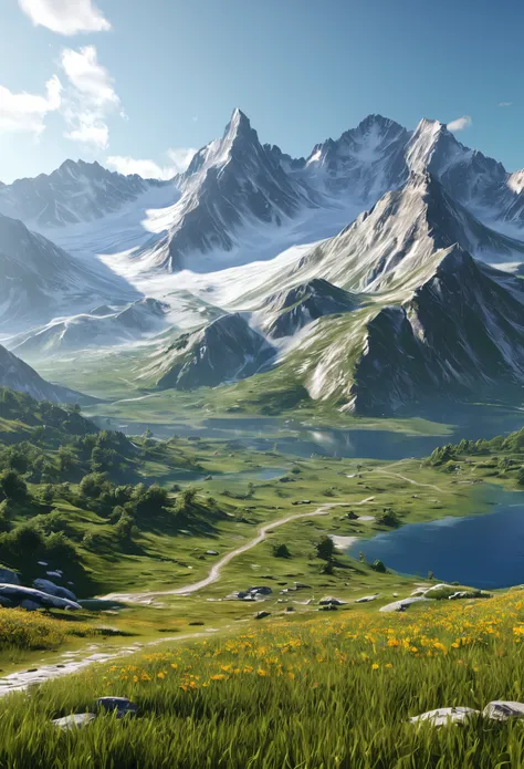 landscape mountains ultra realistic