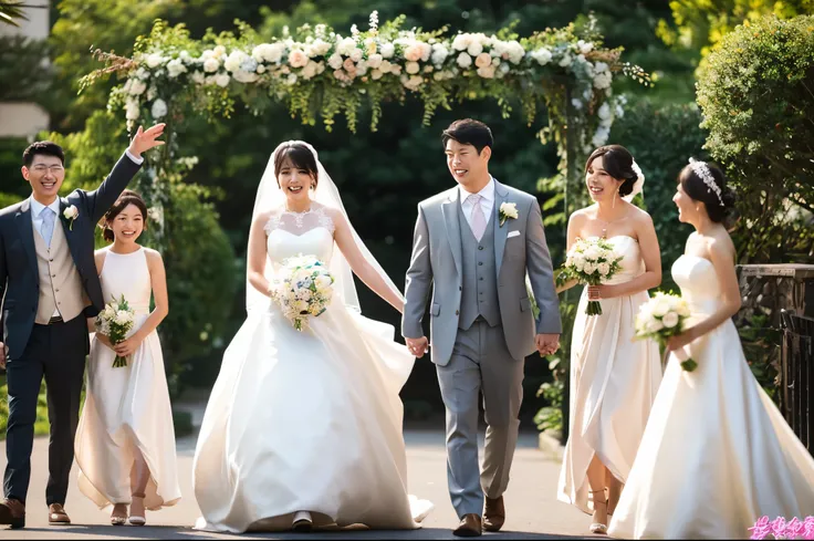 wedding style、couple、happiness、bouquet、Blessings from friends