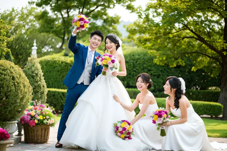 wedding style、couple、happiness、bouquet、Blessings from friends