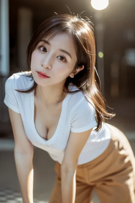 (8K, RAW photo, high quality, High resolution:1.1), Skinny Japanese woman, 30 years old, small breasts, very thin waist, (hyperrealistic:1.4), (realistic, photorealistic:1.3), soft light, realistic face, realistic body, realistic skin, disorganized, master...