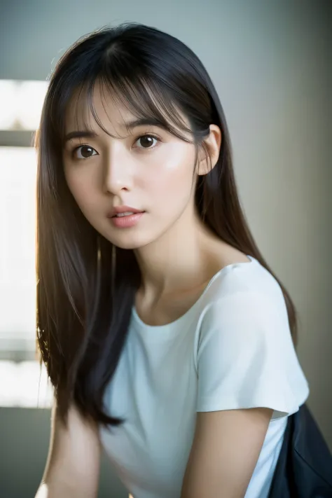 (8K, RAW photo, high quality, High resolution:1.1), Skinny Japanese woman, 30 years old, small breasts, very thin waist, (hyperrealistic:1.4), (realistic, photorealistic:1.3), soft light, realistic face, realistic body, realistic skin, disorganized, master...