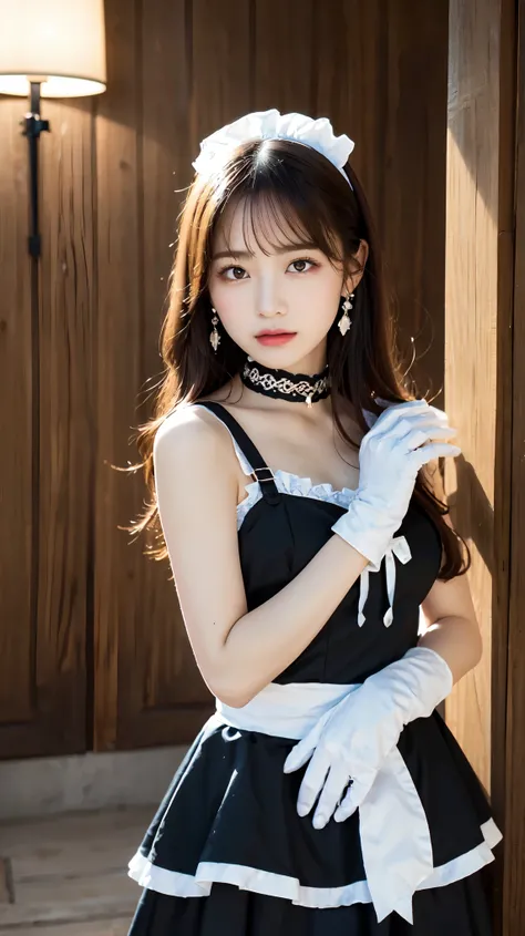 Wear the cutest gothic maid outfit in the world,The cutest maid choker in the world、The cutest gloves in the world、The most beautiful skin in the world、The most beautiful earrings in the world、The cutest sleeping face in the world、The cutest gravure idol p...