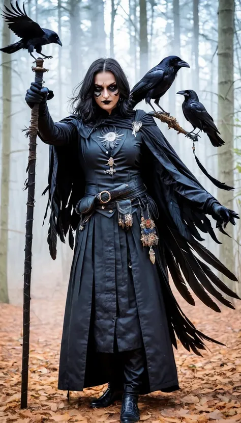 Angry magicians，Raven Magician，Crow feather clothing，Raven Staff，Magical crow magic，Powerful magical energy