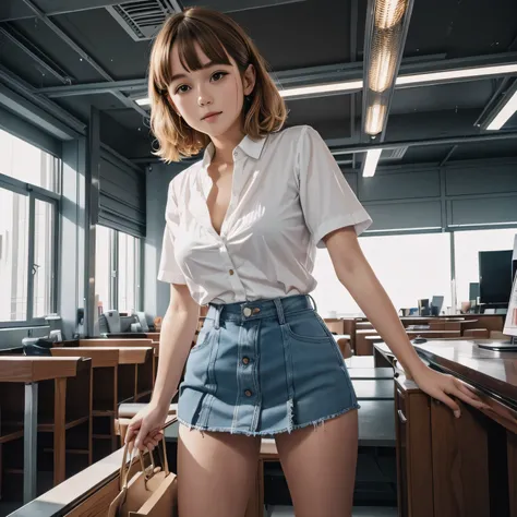 no. Estillo Petra Collins, Simsborg,Horny woman, cute type, cheerful, Serafuku, very short length white shirts with open chest, very short pleated miniskirt, Spearard Leg, standing ceremony, enchanting smile, Unorganized resolution, best quality, ridiculou...