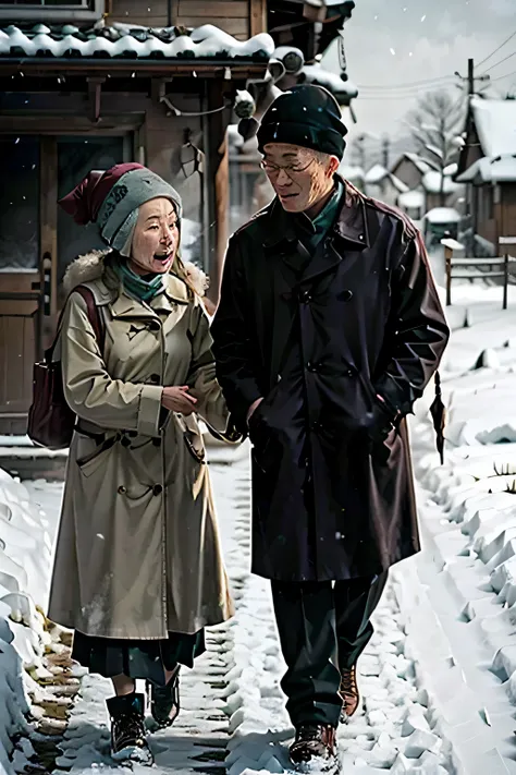 jiao yulu visits a helpless elderly couple on a snowy day