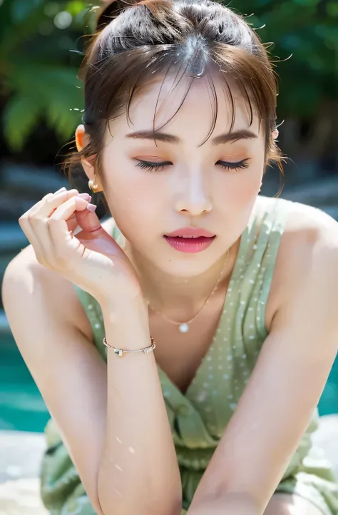 (highest quality, 4k, masterpiece :1.3), 
sharp focus, shallow depth of field, Bright colors, professional level, 
20-year-old, 1 person, (Half Japanese and German woman）, The face of a famous Japanese actress, 
Supple body :1.3, model body shape:1.5, perf...