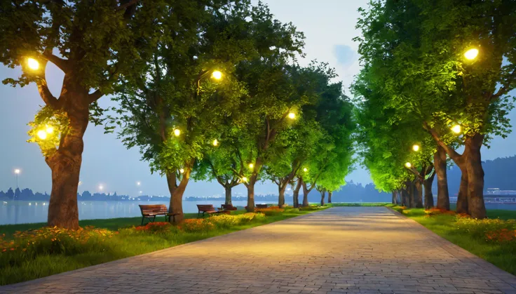 In a city park, with the flickering of illuminated street lamps and the swaying of tree leaves. (best quality,4k,8k,highres,masterpiece:1.2), ultra-detailed, (realistic,photorealistic,photo-realistic:1.37), HDR, UHD, studio lighting, ultra-fine painting, s...