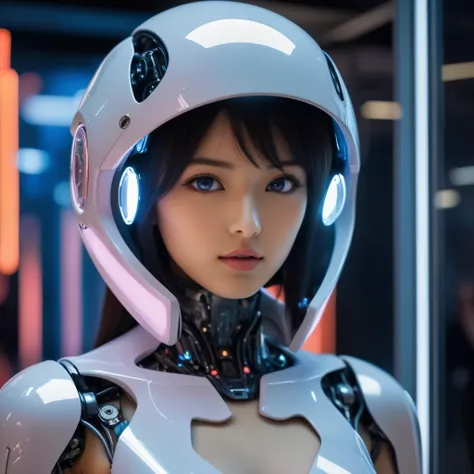 an exhibition showcasing ai-equipped autonomous female androids exhibiting various sex positions, adorned with a beautiful face ...