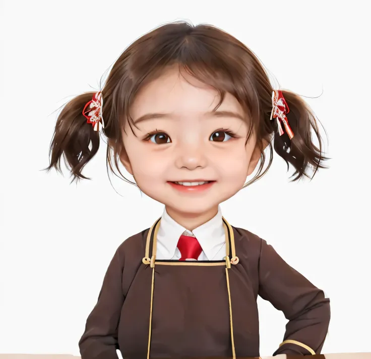 a Japanese kid, , brown hair, golden eyes, smiling, looking happy, red tie, 