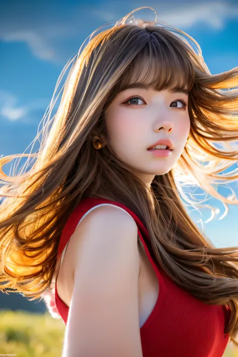 ((hair blowing in the wind、No makeup:1.2))、(realistic、Photoreal、super detailed、best detailed skins、highest quality、masterpiece、超A high resolution)、cute russian woman、14 years、high school girl、young girl、1 girl、have bangs、ash blonde:1.7、double eyelid、drooli...