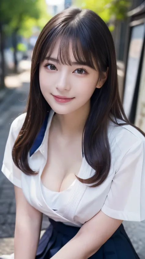 masterpiece，top-quality，official art，highly detailed cg unity 8k wallpapers，japan female students，16yo girl，(cleavage:1.2), very...