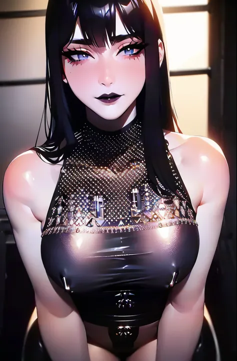 8k, masterpiece, highest quality, best quality, official art, beautiful and aesthetic, extremely detailed, (fractal art: 1.3), colorful, highest detailed, perfect face, upper body, HDR, sexy, wide hips, thicc figure, Detailed face, Detailed eyes, brown eye...