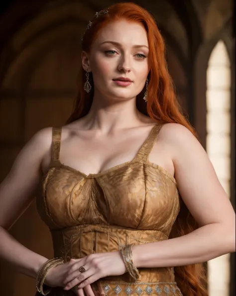 face of sophie turner, sansa stark played by sophie turner, the de facto lady of the eyrie, is a 40-year-old mature queen with a...