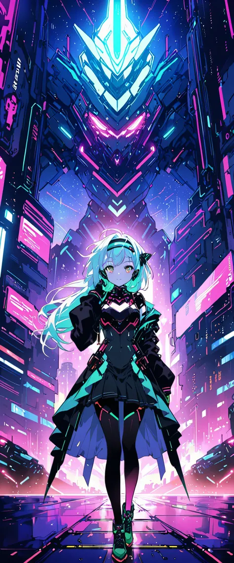 Anime girl wearing a dress and headband standing in front of a building, digital cyberpunk anime art, Digital Cyberpunk - Anime Art, anime cyberpunk art, cyberpunk anime girl, cyberpunk anime girl mech, anime style 4k, Best Anime 4K Kona-chan Wallpaper, cy...