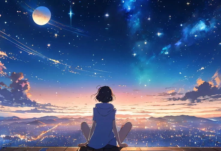 anime girl looking at the stars in the sky, 4k anime wallpaper, anime art wallpaper 4k, anime art wallpaper 4k, anime wallpaper ...