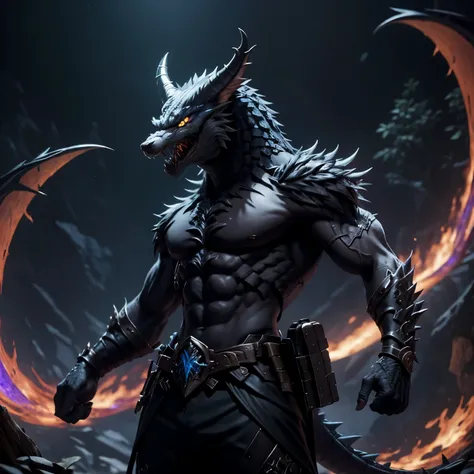 furious wolfdragon, em forma de espectro de mana escura 