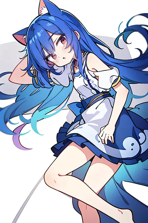 (Masterpiece), best quality, expressive eyes, perfect face, 1girl,
 Put your hands on your waist, fair, gorgeous, Japanese comics, girl, Lola, young angel, blue hair, blue hair, flowing clothes, hug the waist, hug the waist, hands on hips, hands on hips, l...