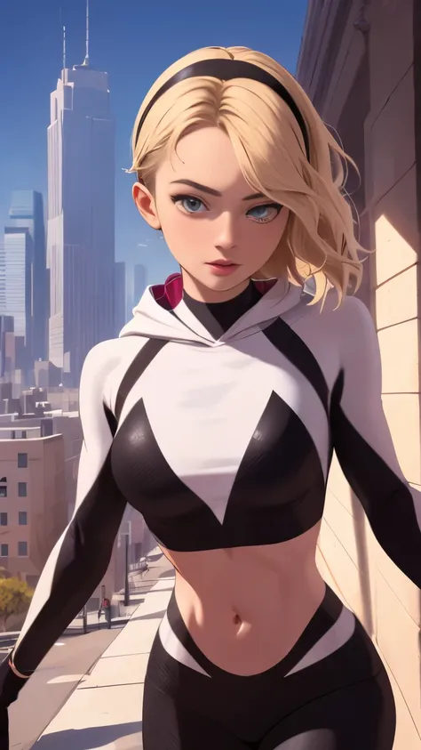 (highly quality, masterpiece, detailed), city detailed scenario, city detailed background, solo, gwen, blonde hair, multicolored...