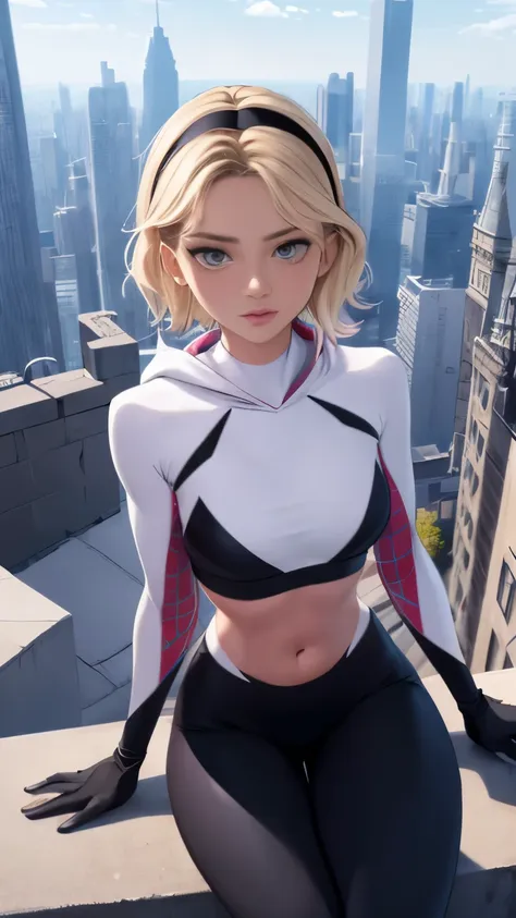 (highly quality, masterpiece, detailed), city detailed scenario, city detailed background, solo, gwen, blonde hair, multicolored...