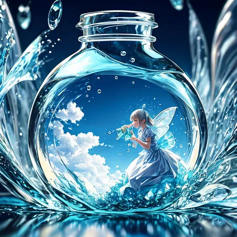  Perfect transparent detergent bottle🧴,Water fairy trapped,32k,