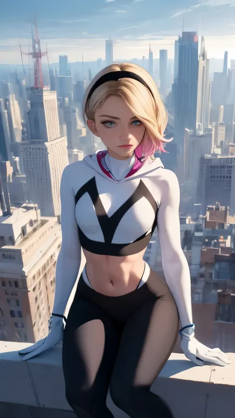 (highly quality, masterpiece, detailed), city detailed scenario, city detailed background, solo, gwen, blonde hair, multicolored...