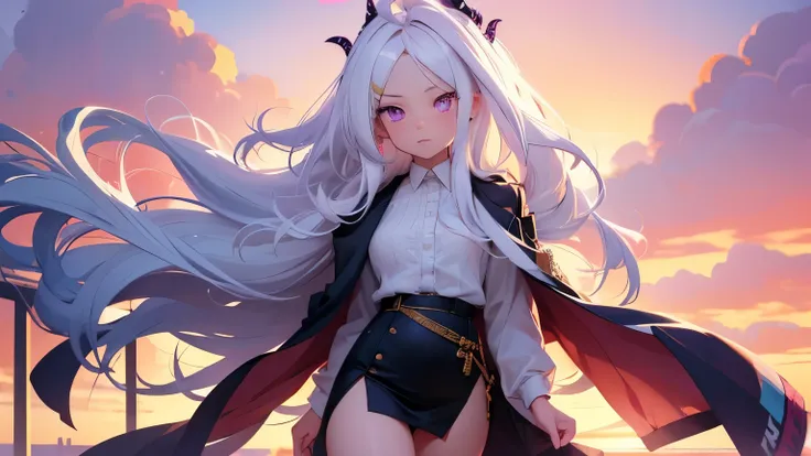 1girl, hina sorasaki, white hair, purple eyes, forehead, narrow waist, sexy, skinny, cute, flat breasts, walking, facing away, s...