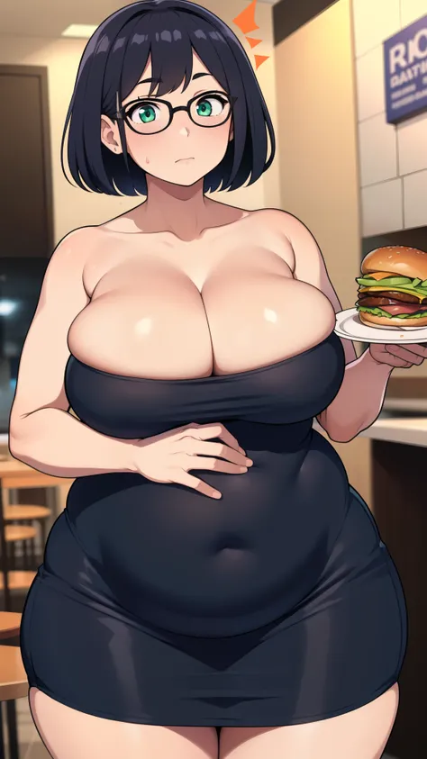 ((Masterpiece)), perfect anatomy, perfect shading, field of depth, (best quality), extremely delicate and beautiful, perfect lighting, detailed face, ultra cute face, cute, ((1girl)), ((solo))

short fluffy black hair, glasses, green eyes, ((blush)), nervo...