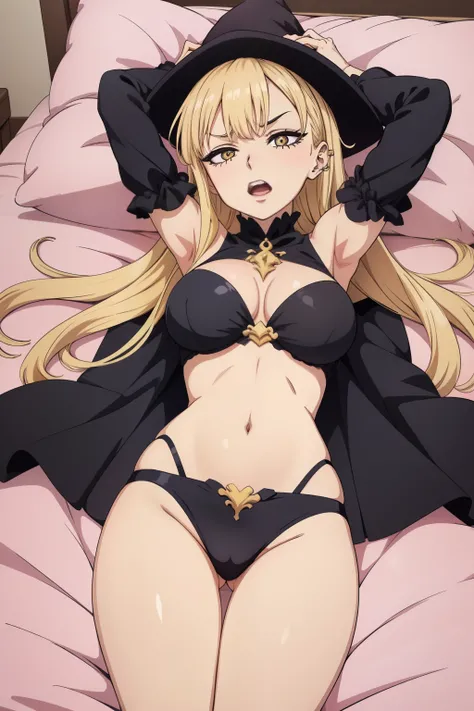 Guido dans the witch and the beast, poste de missionnaire, Breasts spread apart, position cowgirl, lying on a bed, position TWERK, aux seins nus, trentenaire, vraiment gros boobasterpiece), anime girl avec de gros seins, jolie fille anime, Ilya Kuvshinov. ...