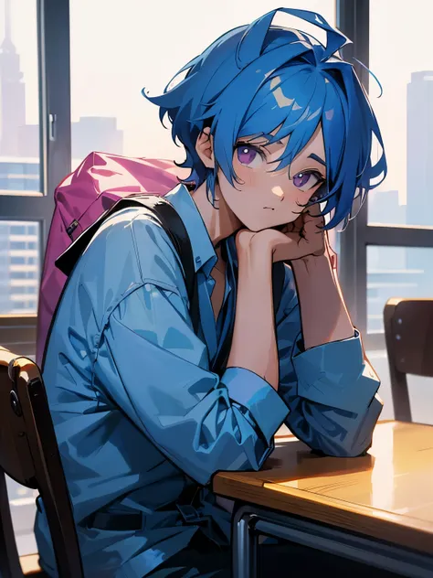 cartoon of two boys sitting at a table with a book and a backpack, ddlc, in the art style of 8 0 s anime, 9 0 s anime style, 90s anime style, in anime style, in an anime style, anime aesthetic, anime vibes, 9 0 s anime aesthetic, 9 0 s anime art style, lof...