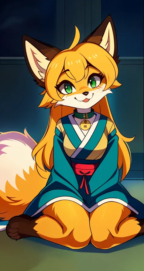 nervous smiling, uploaded the e621, beautiful and detailed, woman (((female))) ((anthro)) fox, (averi, fox girl), by waspsalad, ...