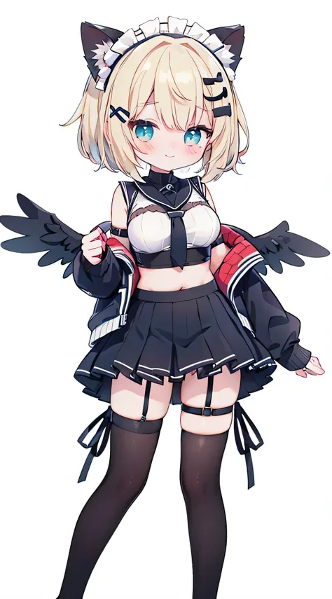 loli,loli, loli,loli, loli,loli, loli,loli, loli,loli, adorable girl, very short hair, platinum blonde hair, hair wings, crossed bangs, feather hair ornament, light blush, seductive smile, embarrassed , blush, shy, nose blush , solid oval eyes, aqua eyes, ...