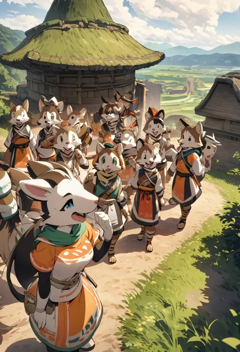 super high resolution, detailed background, World Heritage Site, 6+boys, 6+girls, Happy, joyful, absurdres(Photos of solo travelers)(kemono, furry anthro),