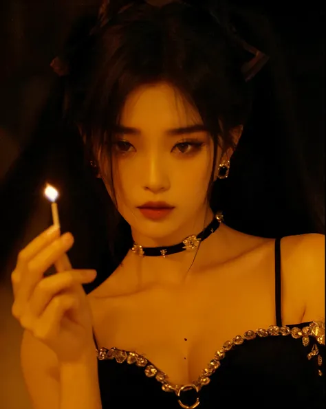 araffe woman in a black dress holding a lit cigarette, cruel korean goth girl, iu lee ji-eun as a super villain, jinyoung shin, goth girl aesthetic, cai xukun, sha xi, goth aesthetic, darkwave goth aesthetic, gothic horror vibes, gothic aesthetic, portrait...