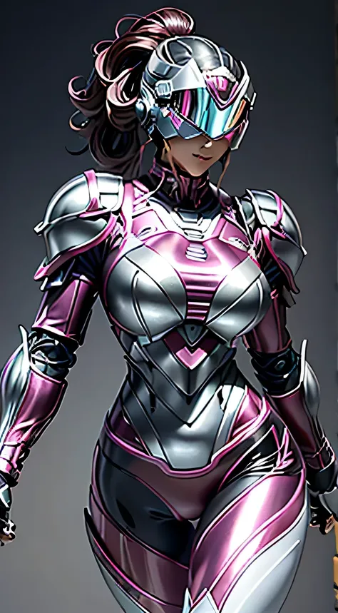 female robocop solo、bright outdoors、strong light source、8K, high quality, masterpiece, 最high quality、very detailed、Armor that completely covers the whole body、very large armor、Helmet covering the head、clear pictures、Eyes hidden by thin straight goggles:1.3...