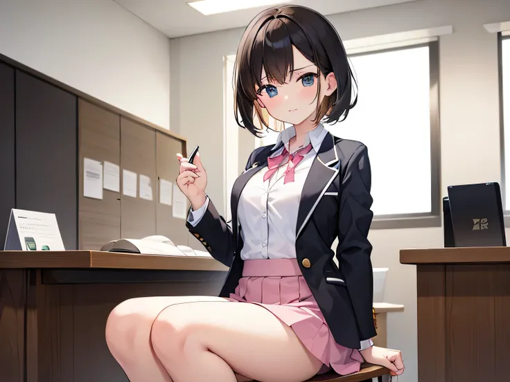 (masterpiece、highest quality、High resolution、realistic pictures、real looking skin:1.1)、
(The office receptionist dropped a document and squatted down to pick it up.:1.8)、
(The skirt is so short that you can almost see her panties.:1.8)、
(She has a troubled...